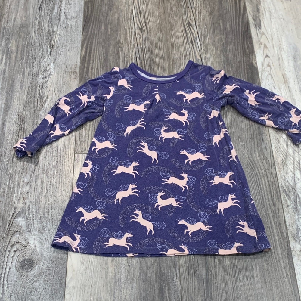 Silkberry Purple Dress with Pink Unicorn Print